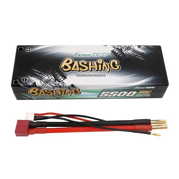 Batteri Lipo Gens ace 5500mAh 2S 7.4V 60C HardCase RC 10# bil med T-stik