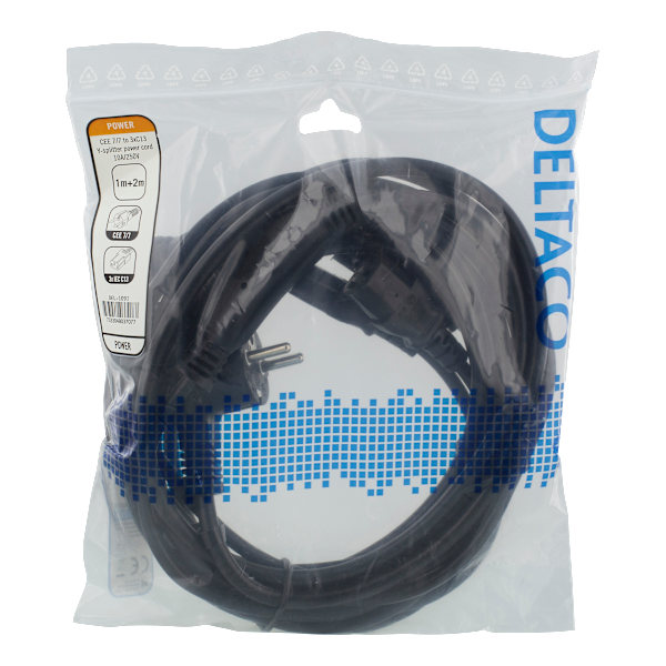 Device Y-cable, 3-way CEE 7/7-3xIEC C13, 1m+2m, black
