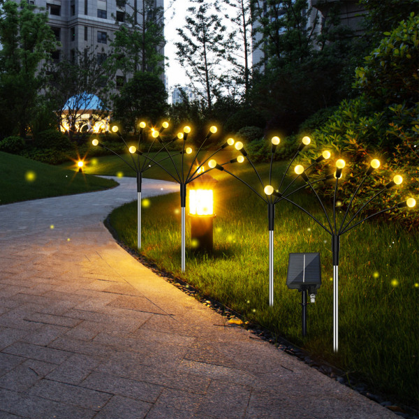 Solcellsdriven trädgårdsbelysning Firefly med 8 LED-lampor 4-pack Varm vit