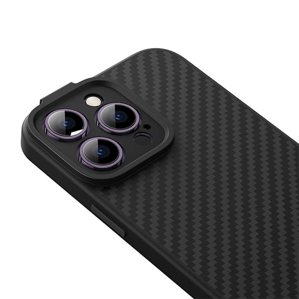 Magnetisk etui Baseus Synthetic Fiber Series til iPhone 14 Pro (sort)+ hærdet glas + rensesæt