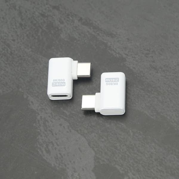240W 80Gbps USB-C Hona till USB-C Hane Sidoböjd Adapter - 2-pack White White
