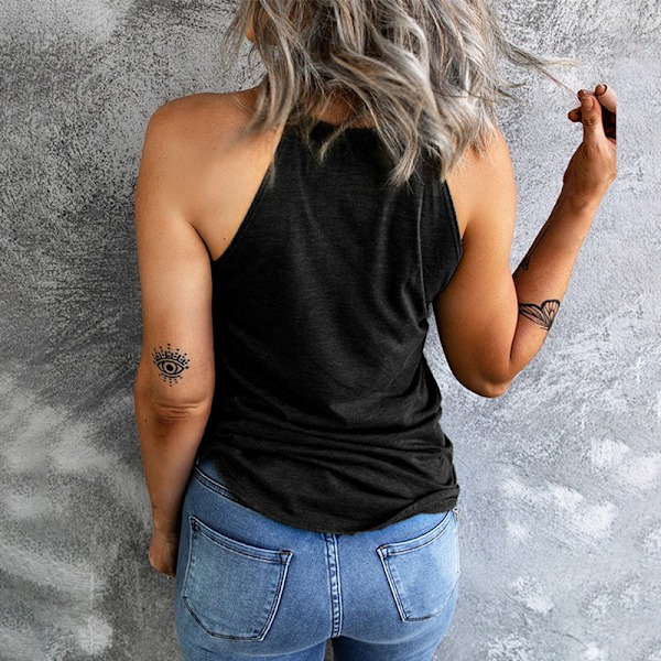 Halterneck Tank Top - Svart XXL
