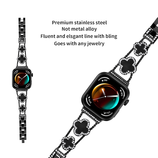Huawei Fit 3 Klöver Kedjearmband Svart