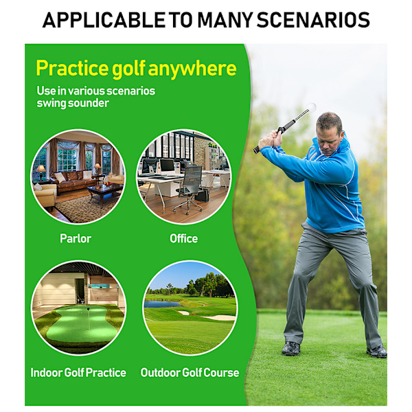 Golf Swing Trainer Aid, bærbar teleskopisk golf træningshjælp Sort