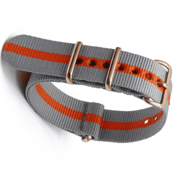 Nylon kellon ranneke soikealla soljella Grey+Orange 22 mm Grey+Orange 22 mm