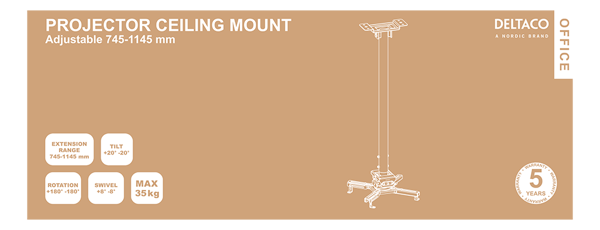 OFFICE Projector mount  flat/inclined, tilt swivel 35kg