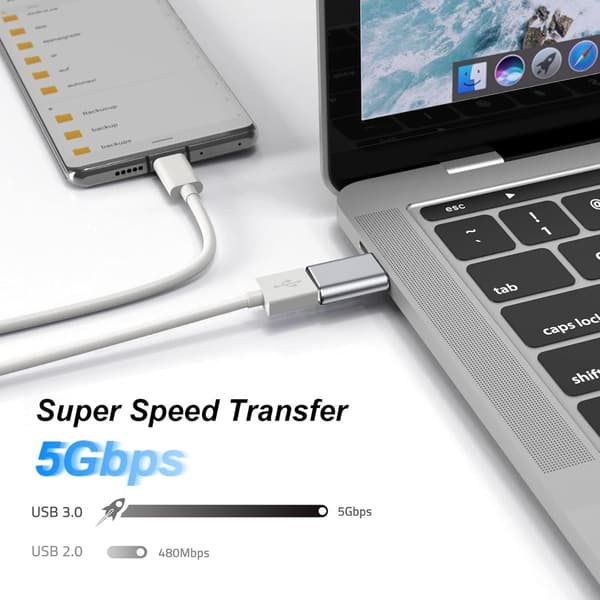 4-Pack USB-C - USB 3.0 -sovitin – Nopea tiedonsiirto ja lataus, yhteensopiva Silver Silver