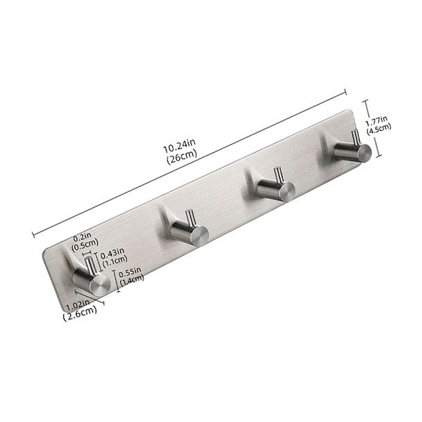 Krogstativ med 4 kroge, kroge i rustfrit stål Vægmonteret opbevaring