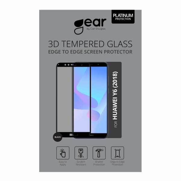 GEAR Härdat Glas 3D Full Cover Svart Huawei Y6 Prime 2018