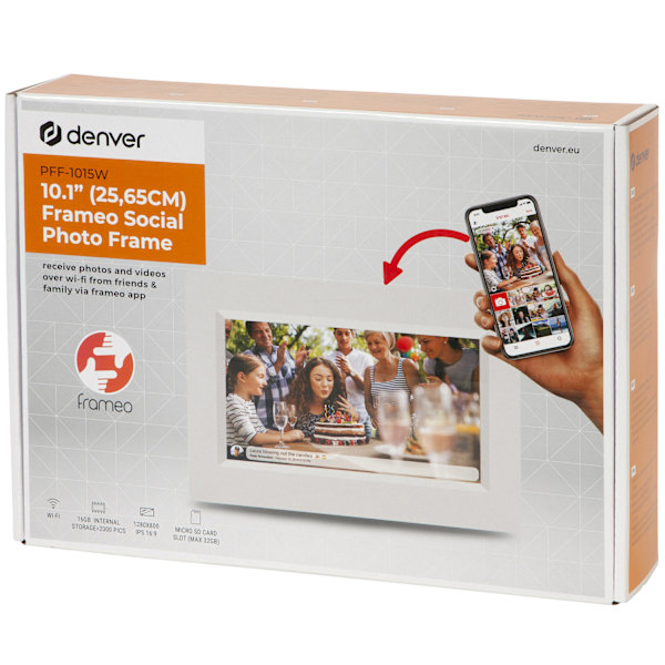 Smart fotoram 10,1" Wifi FRAMEO programvara PFF-1015W Vit