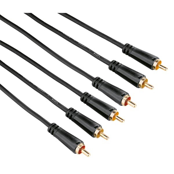 Kabel Video 3xRCA-3xRCA Guld Svart 3m