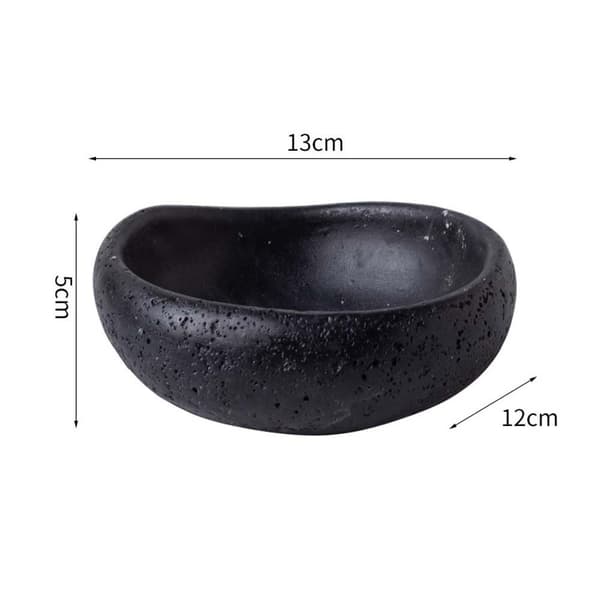 Krybdyr Foder Skål - Naturlig Cement Krybdyr Madskål til Terrarium Black Black