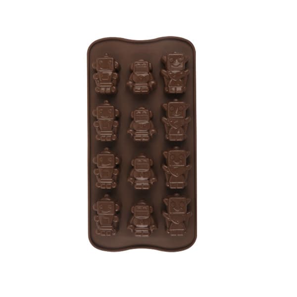 2-pack Silikon Robot Bakform Set - 12 Håligheter Choklad, Godis, Gelé och Isbitsformar