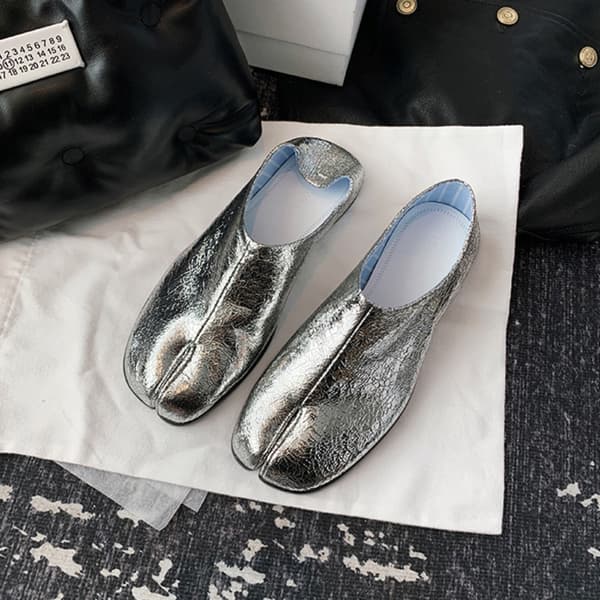Bekväma Split Toe Skor - PU och Mikrofiber Ballerinaskor för Vardagsbruk Silver 35 Silver 35