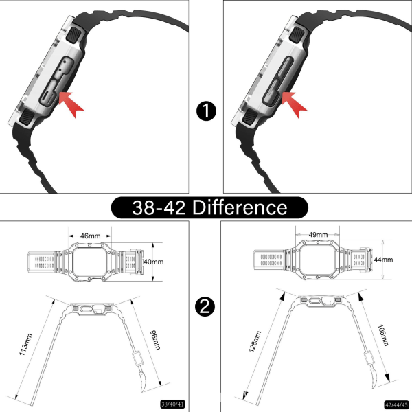 Urrem til Apple Watch Sort/sølv 38/40/41 mm