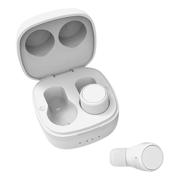 True Wireless stay-in-ear, dual earbuds, charge case, white