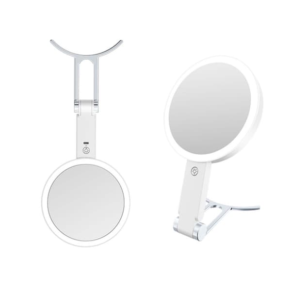LED-belyst makeup-spejl med C-formet stand - 10x forstørrelse - Ideel til præcis makeup-påføring og daglig pleje White White