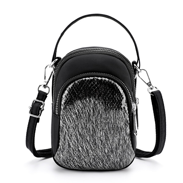 Ny Vertikal Crossbody Telefonväska med Paljetter Svart