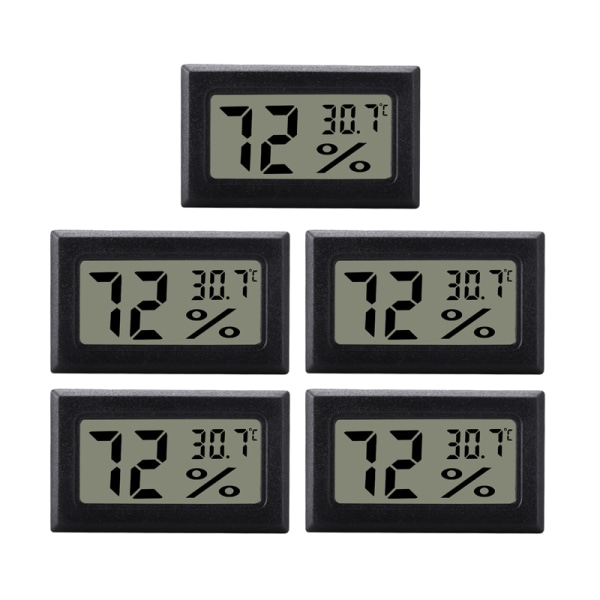 INF Mini digital hygrometer / termometer 5-pack Svart