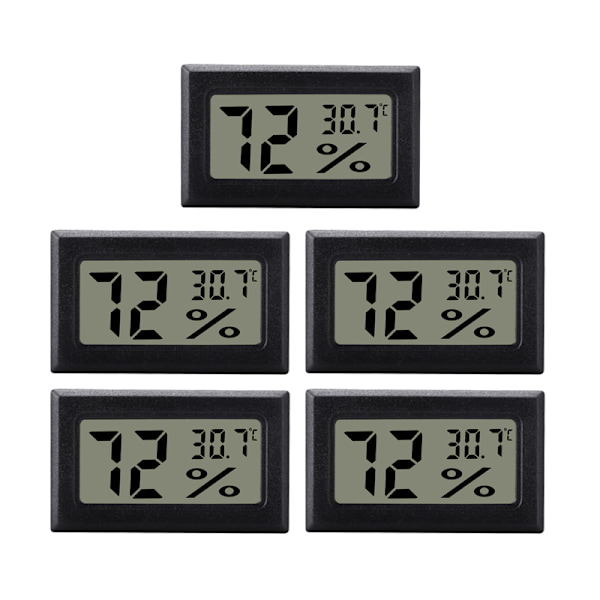 INF Mini digital hygrometer / termometer 5-pack Svart