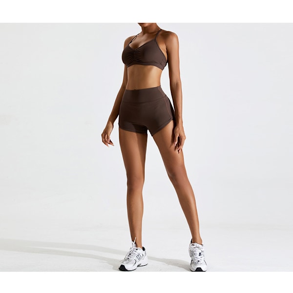 Criss Cross Sports BH og Leggings Sæt kaffe S