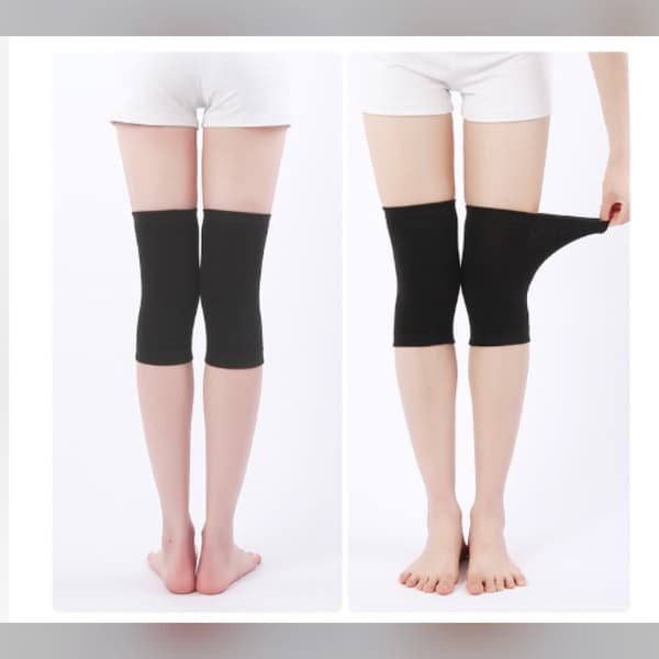 Fleeceforede knævarmere i bomuld med elastisk unisex-pasform og skridsikker silikone Black Black