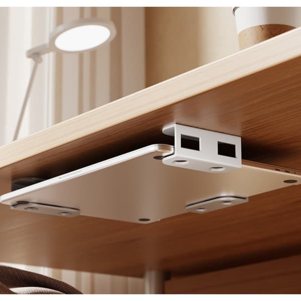 Under Skrivbord Laptopställ 3-Pack med Skyddande Silikonkuddar - Dold Metallfäste White White