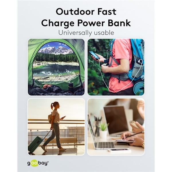 Utomhus solar powerbank 20.000 mAh med Power Delivery