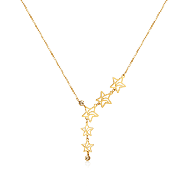 Titan stål Pentagram hänge halsband Guld Guld