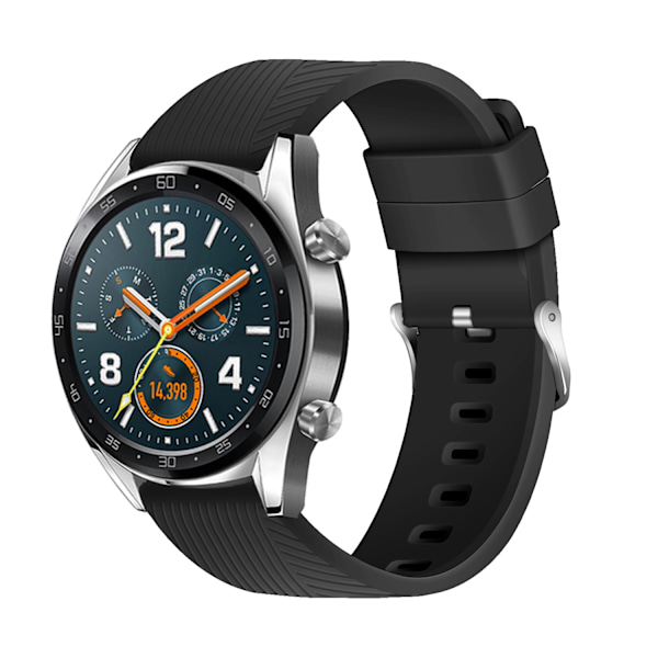 Silikoniranneke Huawei GT4:lle/Samsung Galaxy Watch 4:lle Musta 22 mm