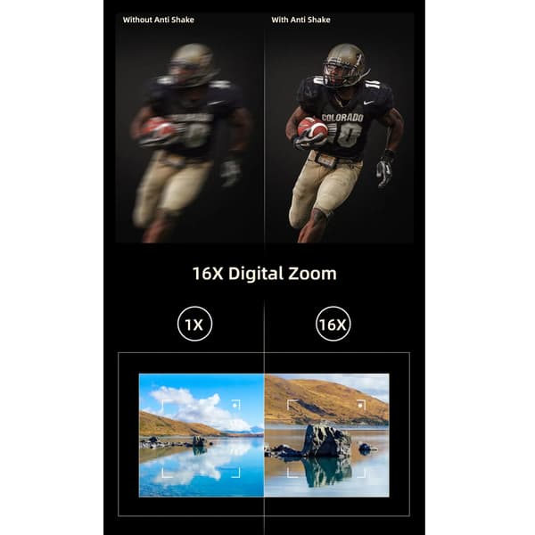 Digitalkamera 48 MP, 1080p HD, 16x zoom, flip screen Sort