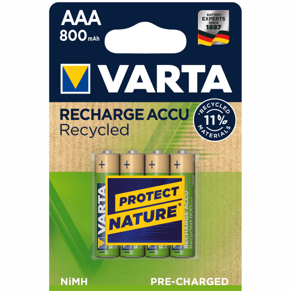 Varta Recycle Laddningsbart batteri AAA 800 mAh 4-p