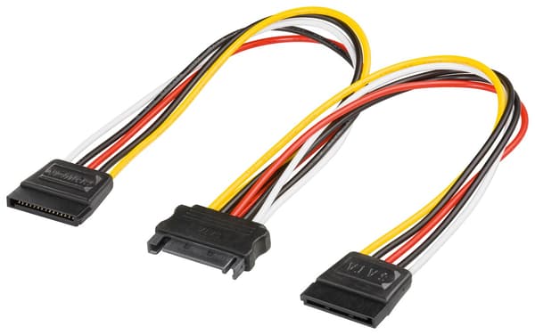 Pc Y-strømkabel/strømadapter, SATA 1x hanstik til 2x hunstik