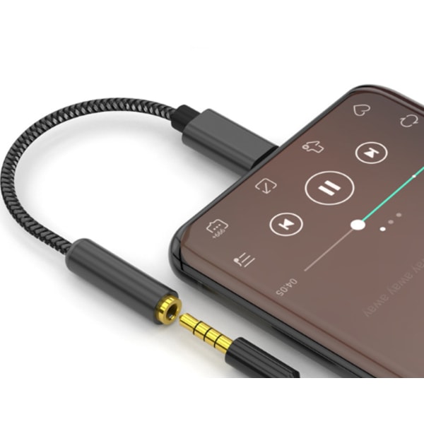 USB-C til 3,5 mm adapter til høretelefoner Sort