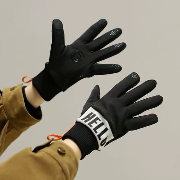 Vinter Fleece Cykelhandsker til Mænd - Vindtætte, Varme og Touchscreen-kompatible Black&White Black&White