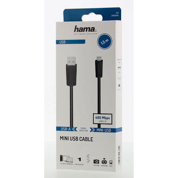 Kabel USB-Mini-B till USB-A USB 2.0 1,5m