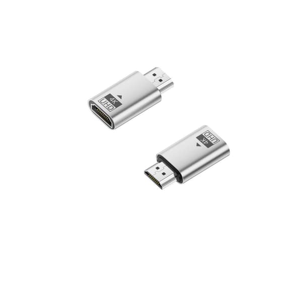 HDMI EDID-emulator han-til-hun HDMI-adapter 2-pak - 4K@60hz HDR plug-and-play til streaming, headless og multi-display, ingen LED