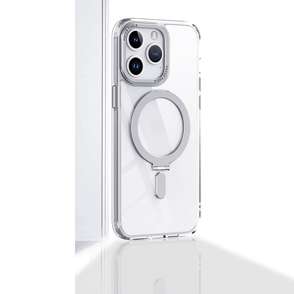 Magnetiskt skyddande telefonfodral med osynligt stativ som är kompatibelt med iPhone iPhone 14 Pro Silver