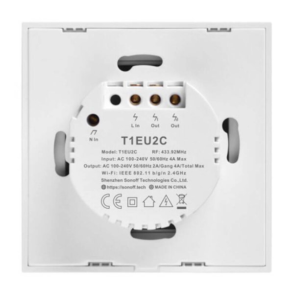 Smart Switch WiFi + RF 433 Sonoff T1 EU TX (2-kanals)