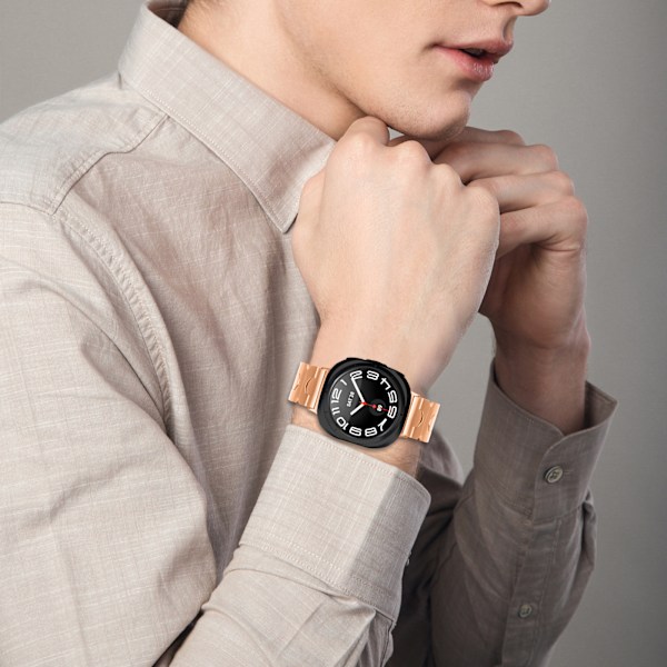 Elegant rustfrit stålrem til Samsung Watch7 47mm Ultra Rose guld