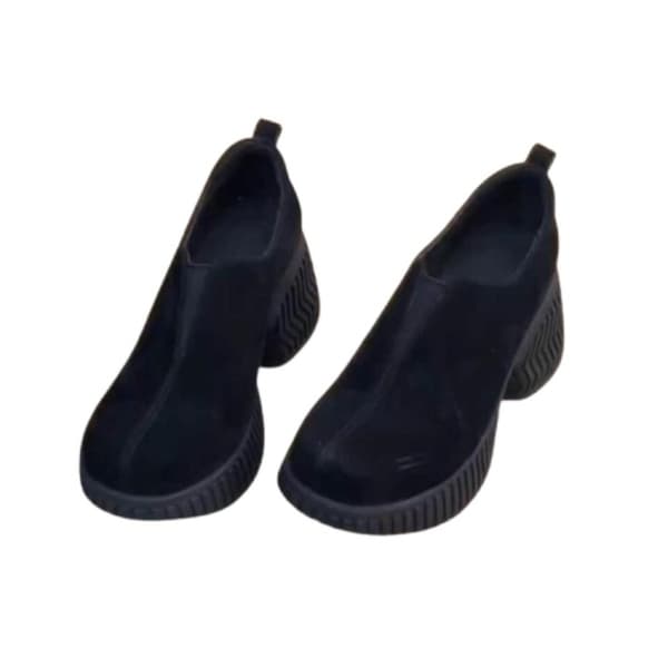Retro Runde Tå Slip-On Platform Damesko - Komfortable og Stilfulde Black 39 Black 39
