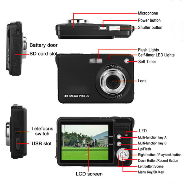 Indfang minder med det kompakte K09 digitalkamera Black Black