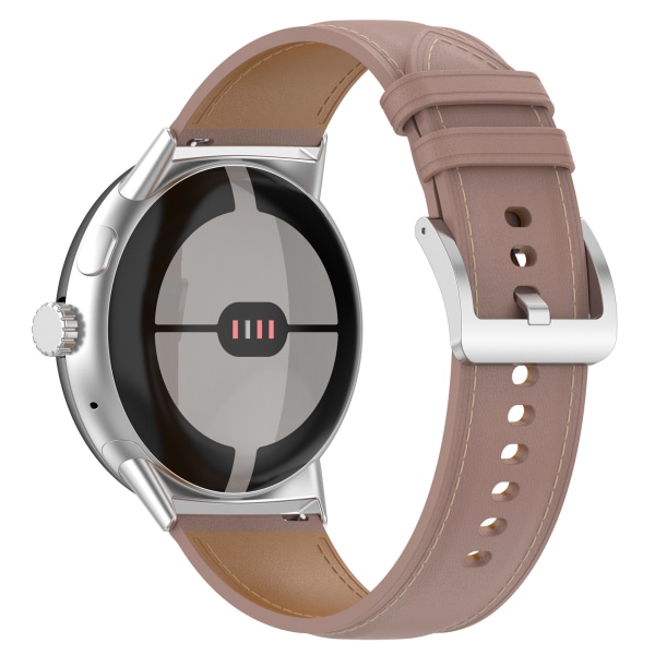 Klockarmband i Äkta Läder 20 mm för Google Pixel Watch 1/2 Mörkrosa
