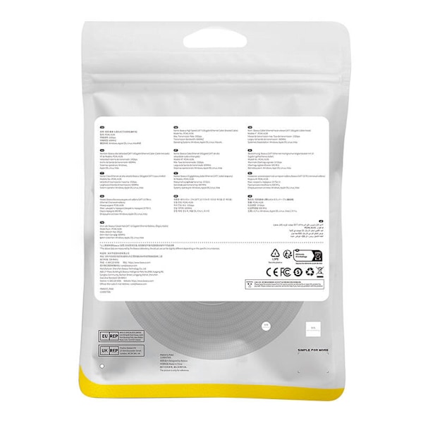 Flettet netværkskabel kat. 7 Baseus Ethernet RJ45, 10 Gbps, 10 m (sort)