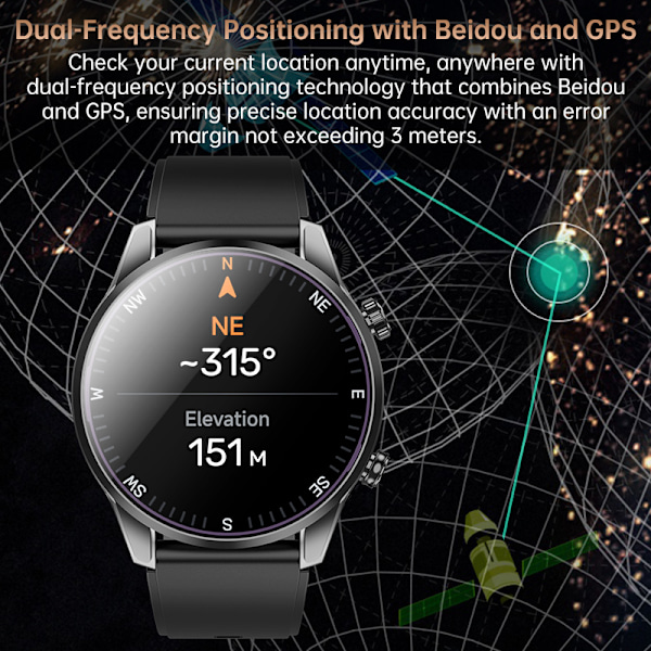 GPS Bluetooth -älykello terveyden seurannalla