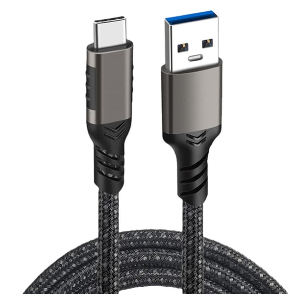 Data Kabel Flettet Kabel 3M 2-pak: USB Type-C til USB 3.2, 10Gbps, 3A 60W PD Hurtigopladning, Sort/Grå 3m 3m