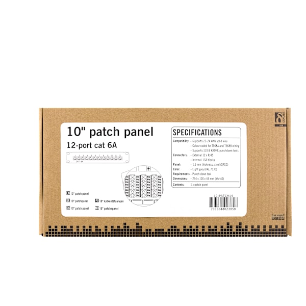 10" patch panel, 12xRJ45, Cat6a, STP, 10Gbps