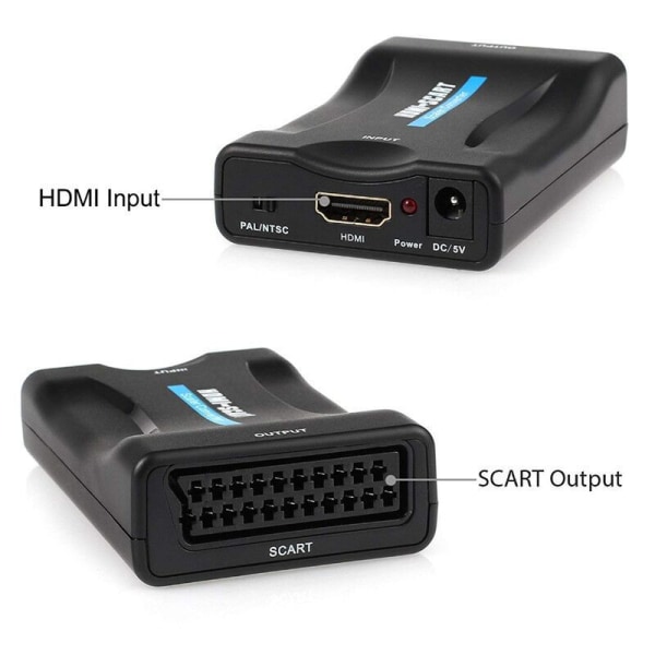 Scart til HDMI adapter inklusiv strømforsyning