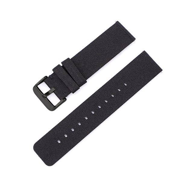 Svart klockarmband i canvas med svart spänne 22 mm