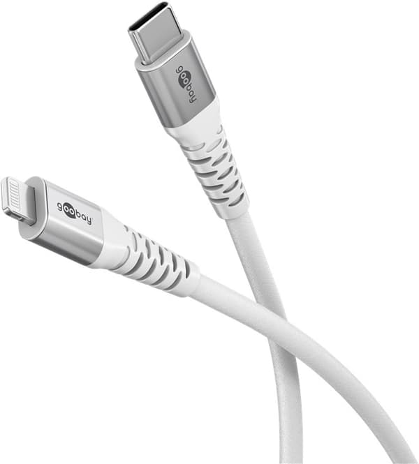 Lightning USB-C™ superblødt tekstilkabel med metalstik, 0,5 m, hvid